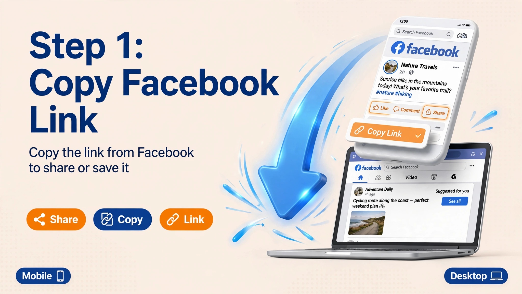 Step 1: Copy Facebook Video Link on Mobile or Desktop