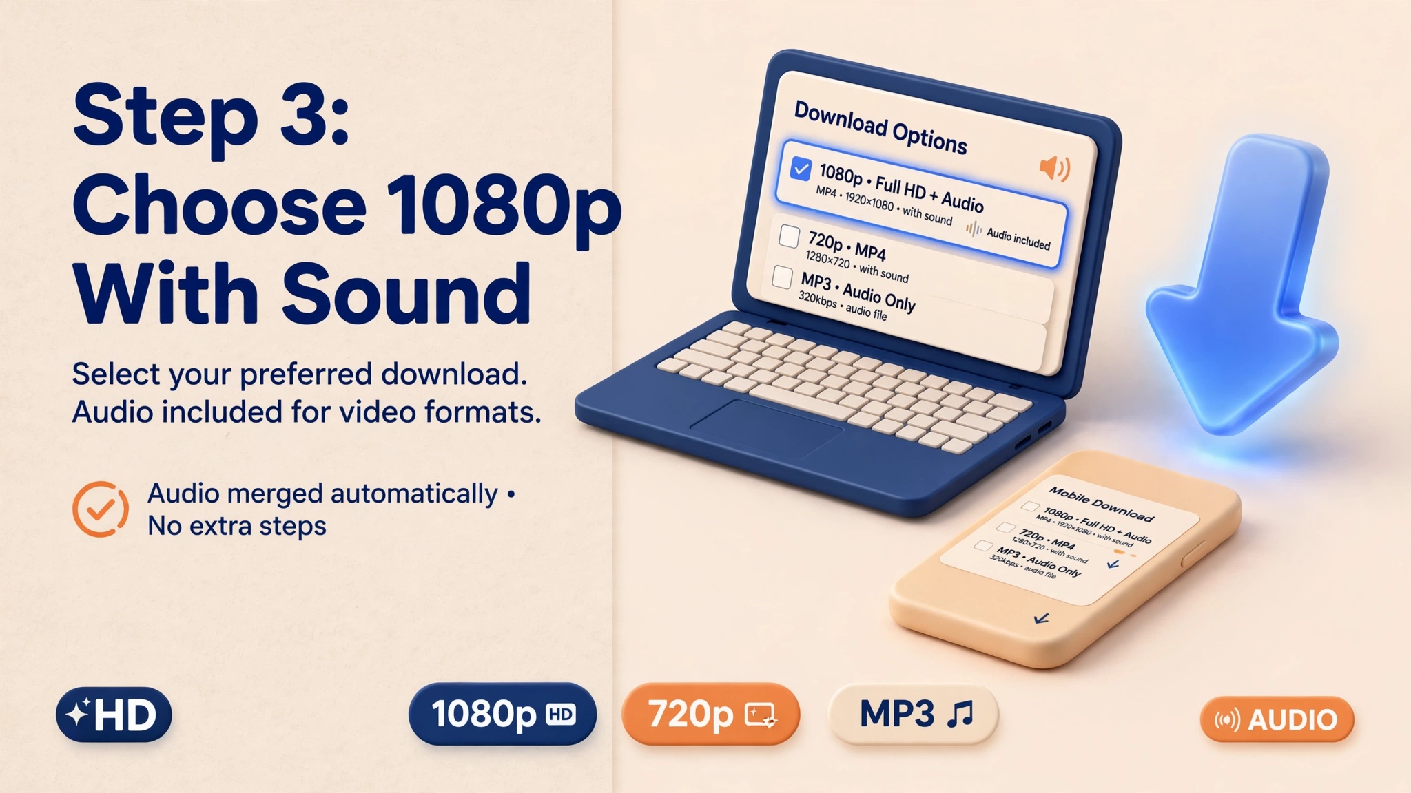 Step 3: Choose 1080p Full HD Download with Restored Audio