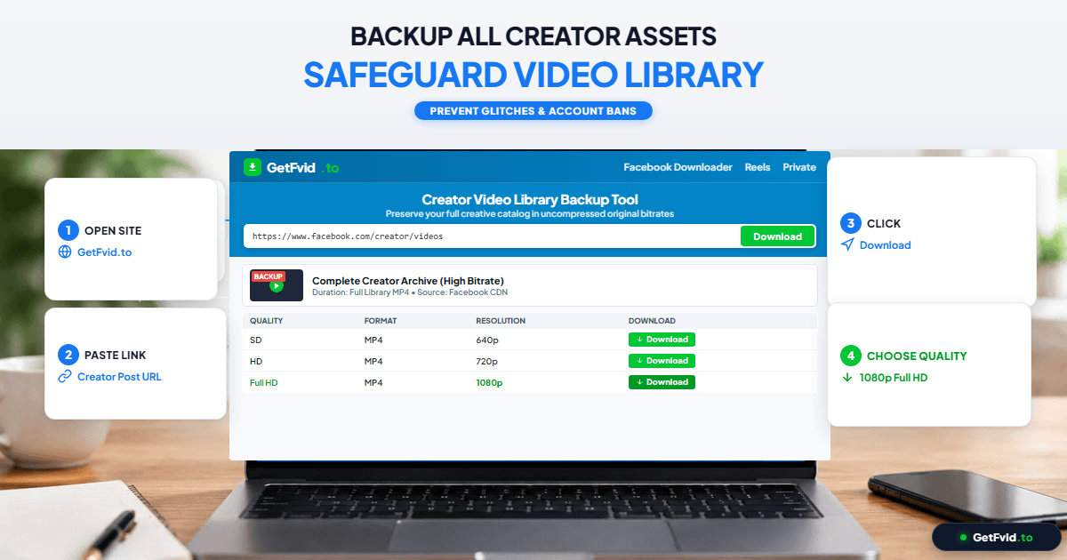 Step 2 - Use GetFvid Bulk Downloader for High-Res MP4s
